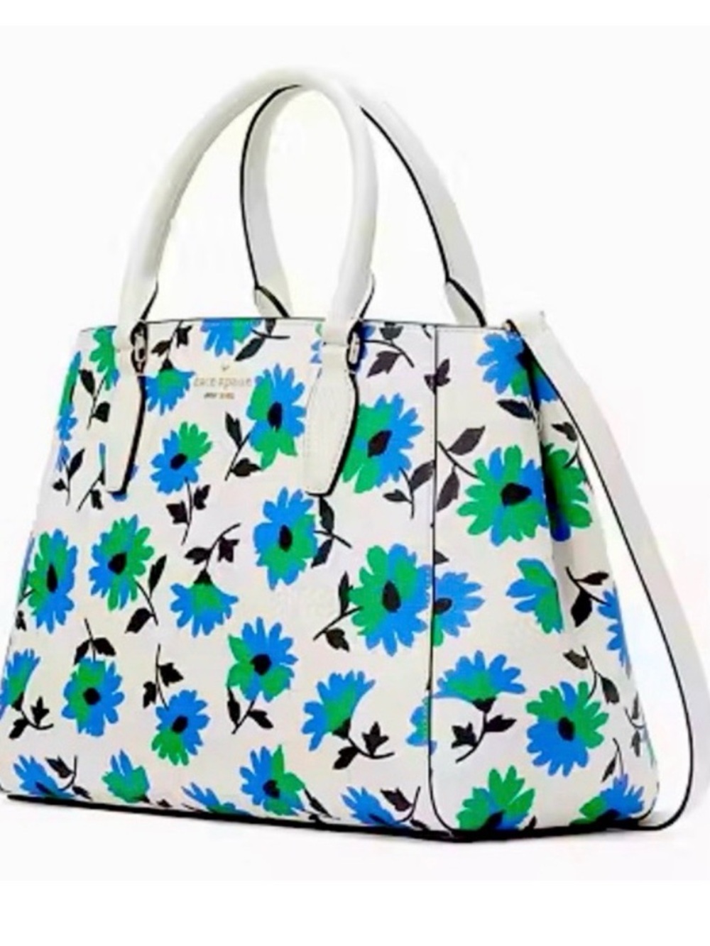 kate spade White Floral Satchel with Blue & Green Flowers - Picture 4 of 6